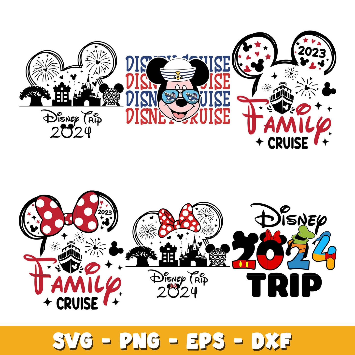 Disney 2024 Family Trip  bundle svg, Disney cartoon svg, Digital download