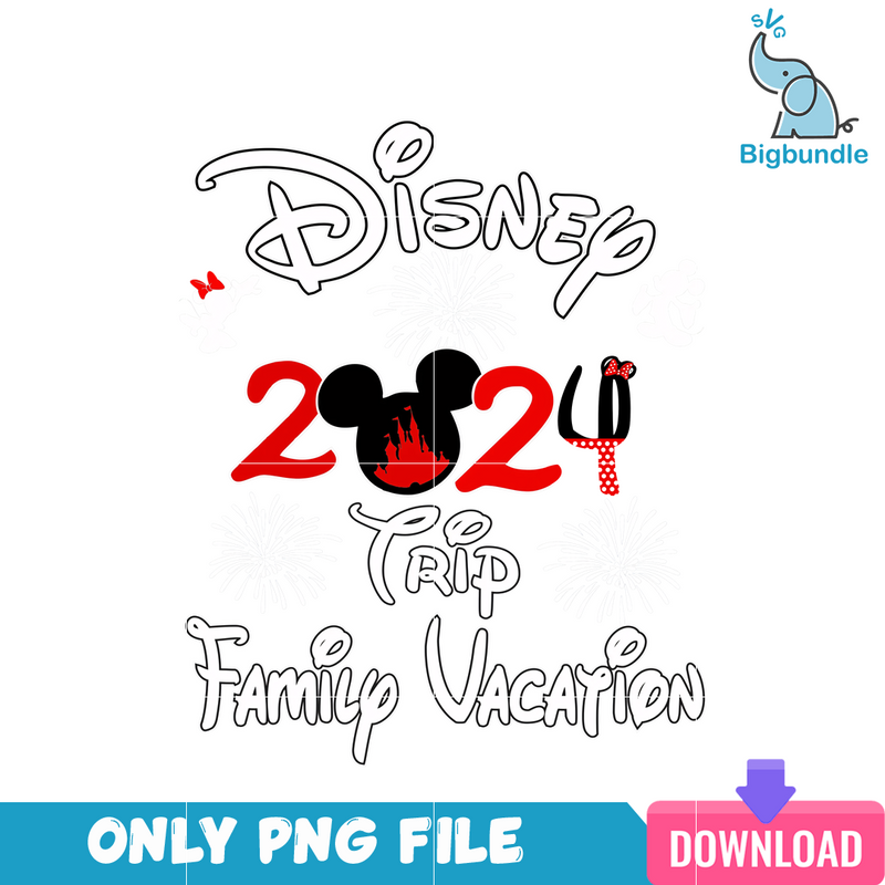 Disney 2024 Trip Family Vacation PNG