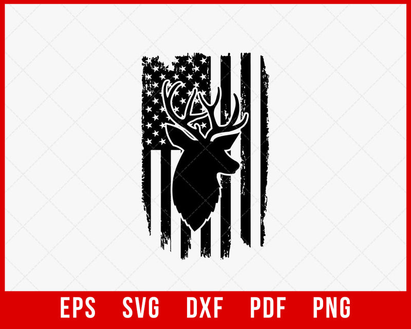 Distressed American Flag Buck Hunting SVG Cutting File Digital Download