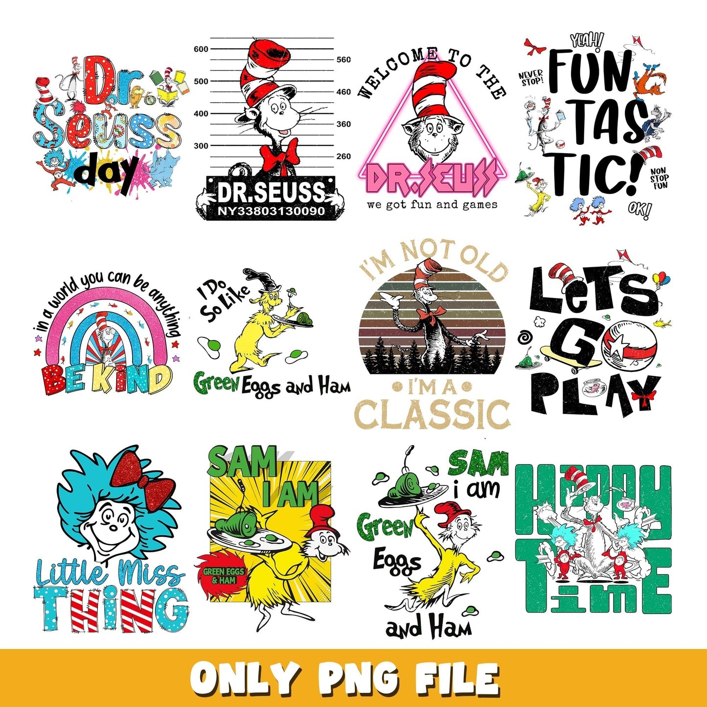 Cat in hat  Cartoon Reading Day  png, Dr Seuss  bundle png, cartoon png