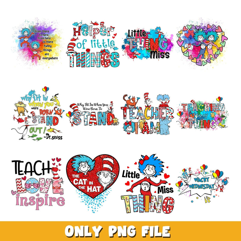 Thing 1 Thing 2 png, Dr Seuss  bundle png, cartoon png