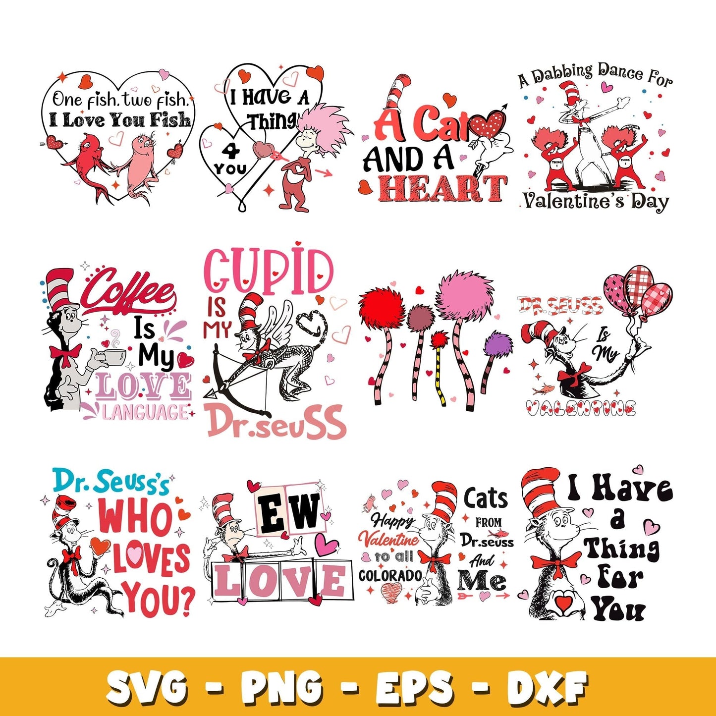 Dr Seuss love xoxo svg, Dr. Seuss bundle svg, Holiday svg