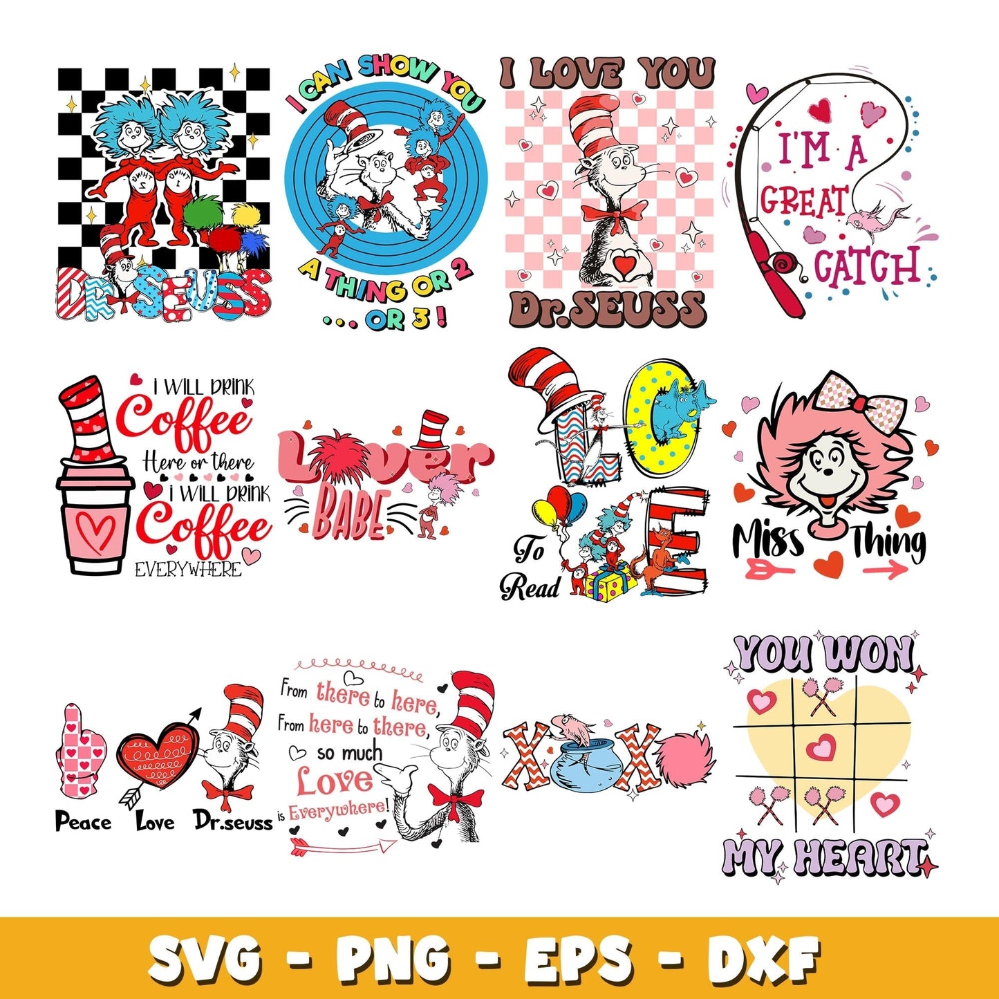 Love from Dr. Seuss svg, Dr. Seuss bundle svg, Holiday svg