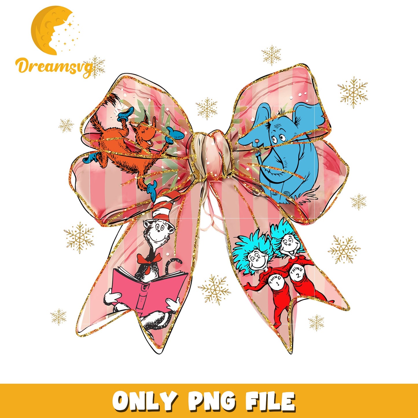 Dr Seuss Christmas Bow PNG Sublimation