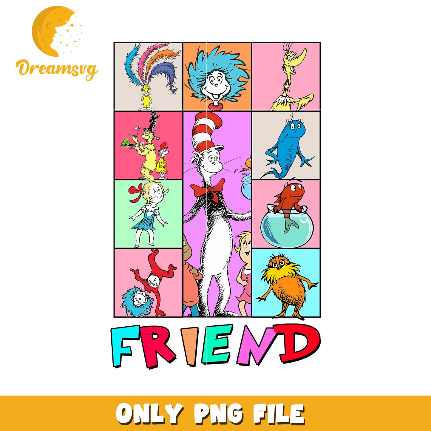 Dr Seuss Friends PNG Sublimation