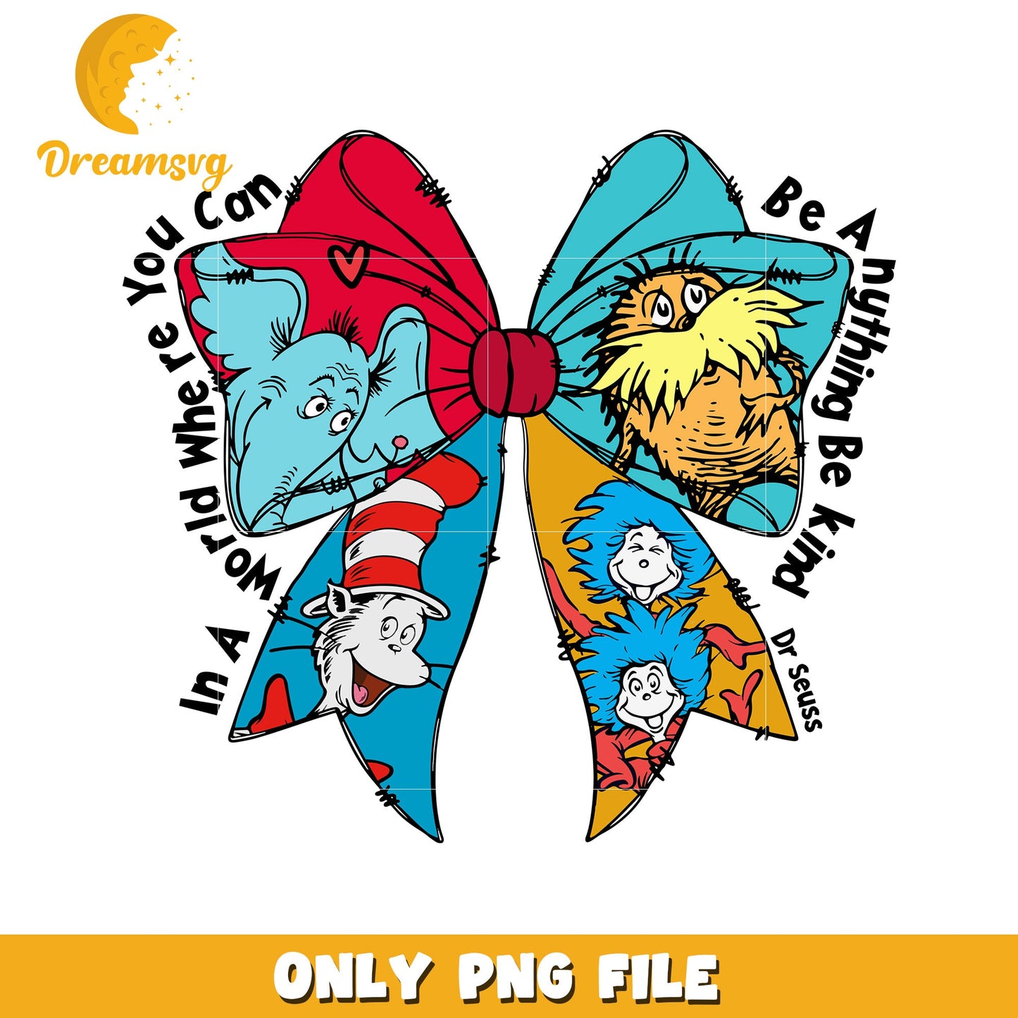 Dr Seuss Inspired Colorful Bow PNG Art File Download