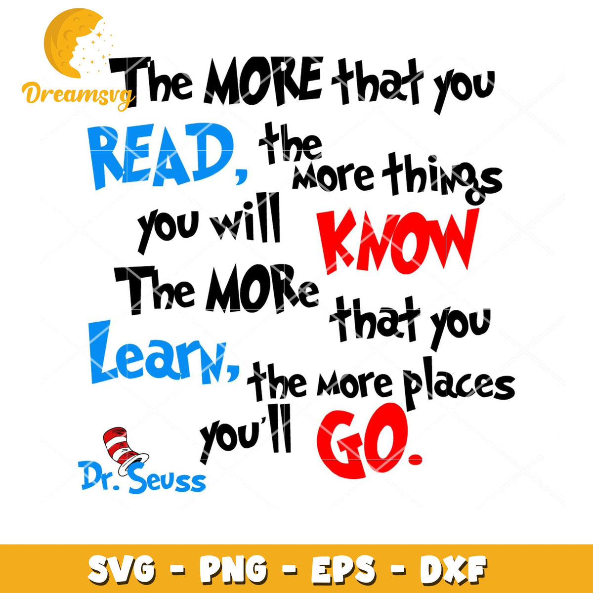Dr Seuss Read Learn SVG Quote