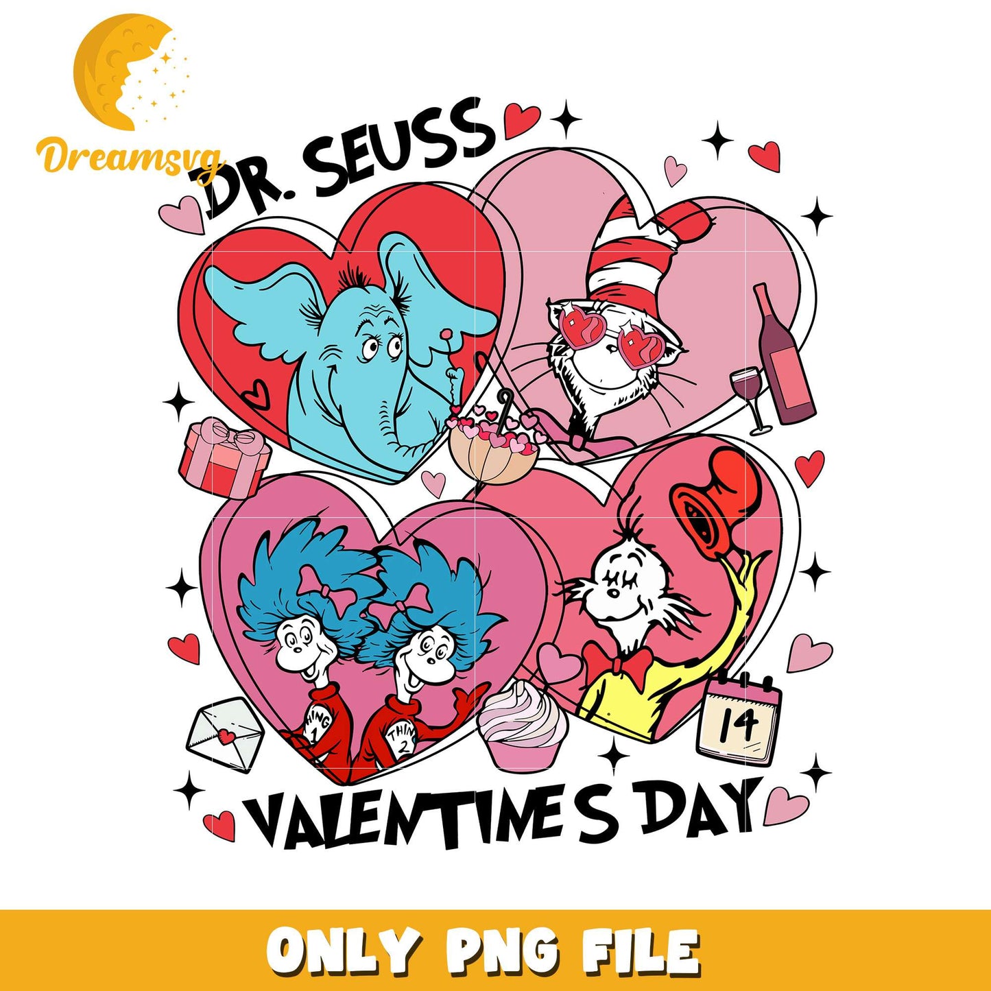Dr Seuss Valentine's Day PNG Design for Fun Love Gifts