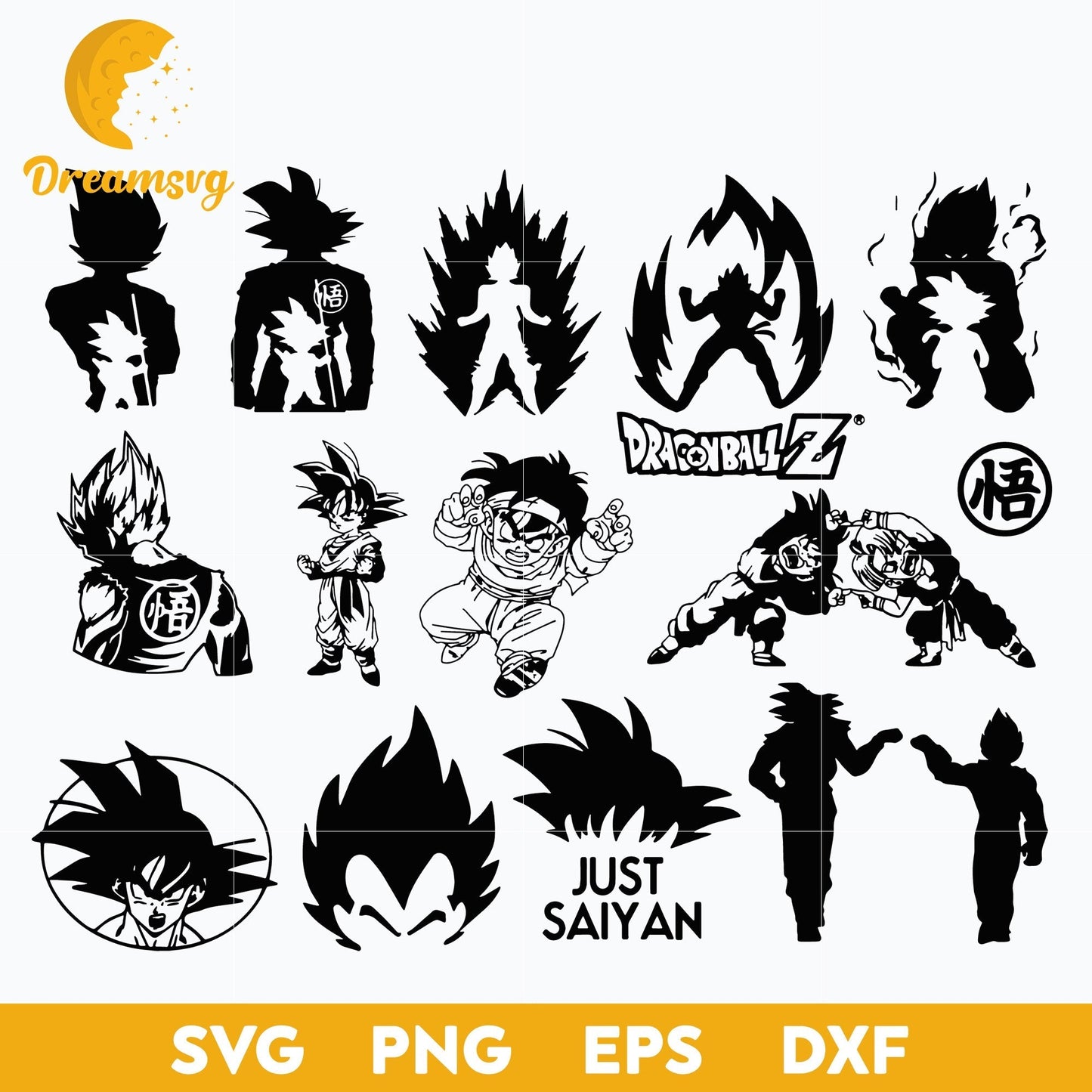 Dragon Ball Z Bundle Svg, Dragon Ball Svg, Goku Svg, Japan Anime Svg, Cartoon Svg, file for cricut, Anime svg, png, eps, dxf digital download