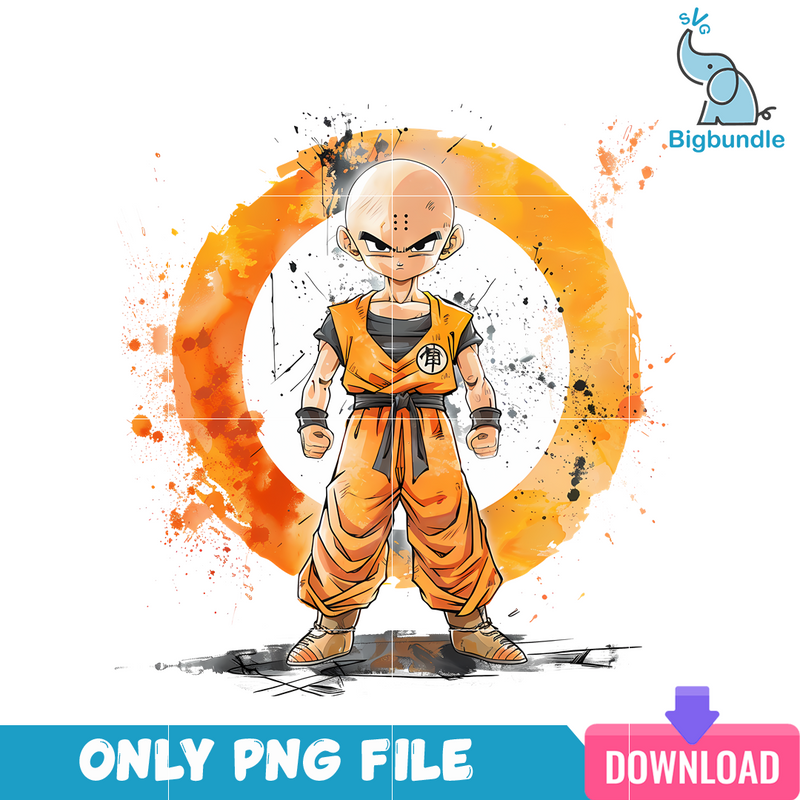 Dragon Ball Z Krillin Splash Art PNG