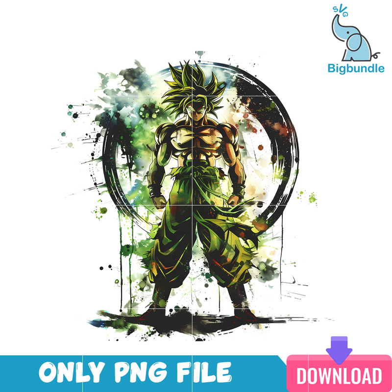 Dragon Ball Z Green Goku Watercolor PNG