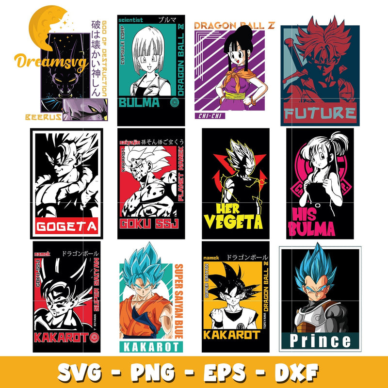 Kakarot super saiyan blue bundle svg, gogeta svg, prince vegeta svg