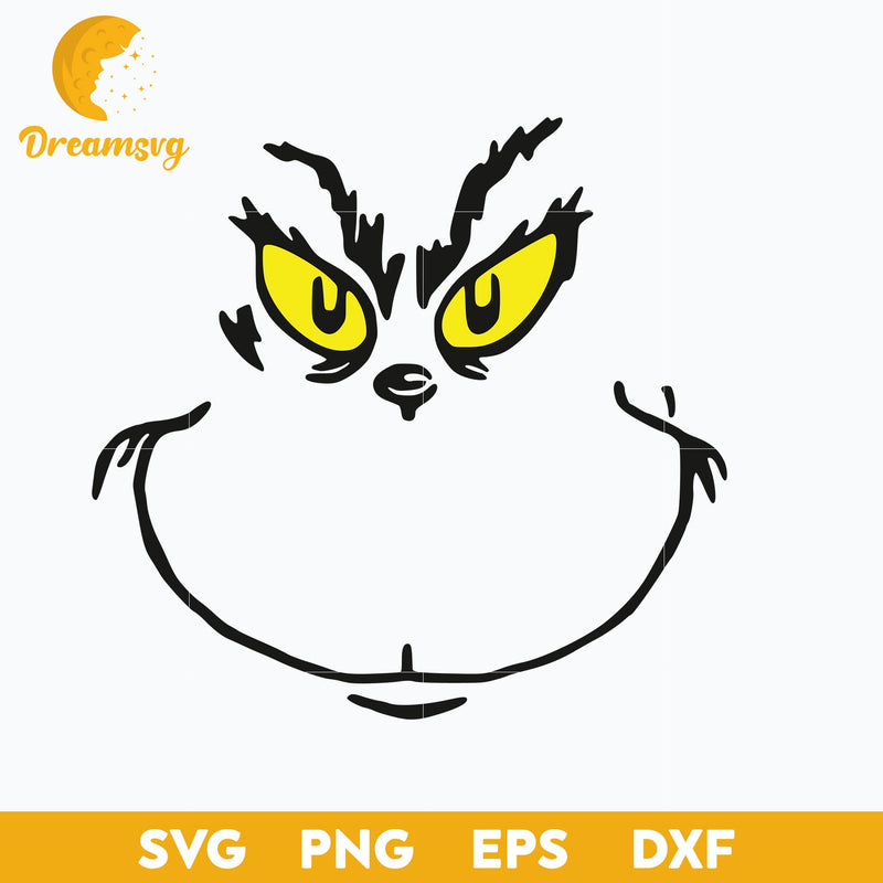 Face Grinch SVG, Christmas SVG, PNG DXF EPS Digital File.