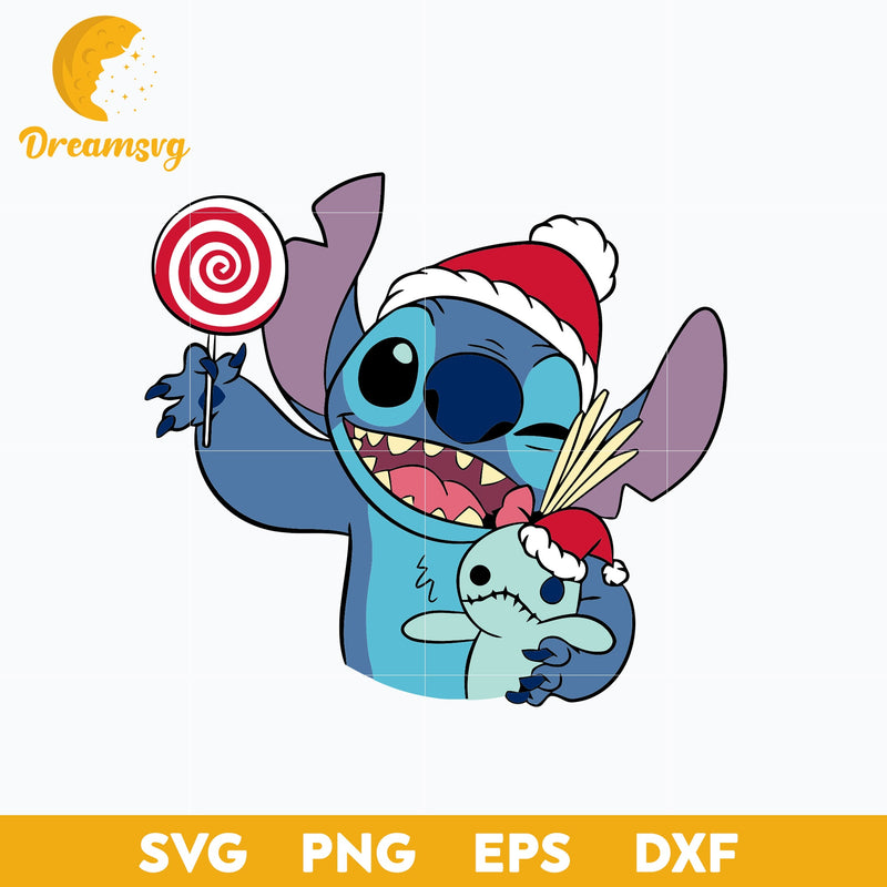 Stitch and Scrump Rainbow Candy Christmas SVG, Stitch SVG, PNG, DXF, EPS Digital File.