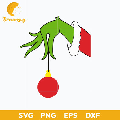 Grinch Hand Ornament SVG, Christmas SVG, PNG DXF EPS Digital File.