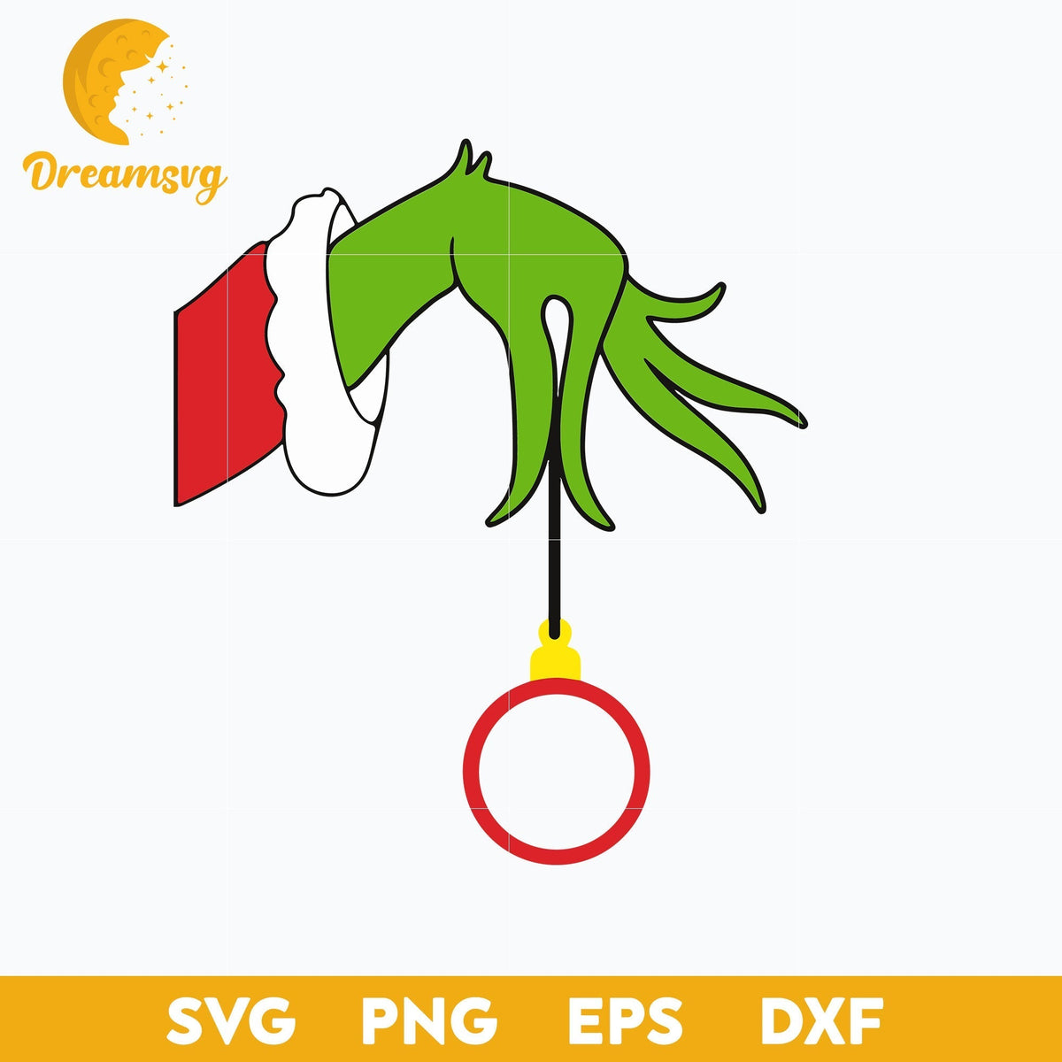 Grinch Hand Ornament SVG, Christmas SVG, PNG DXF EPS Digital File.