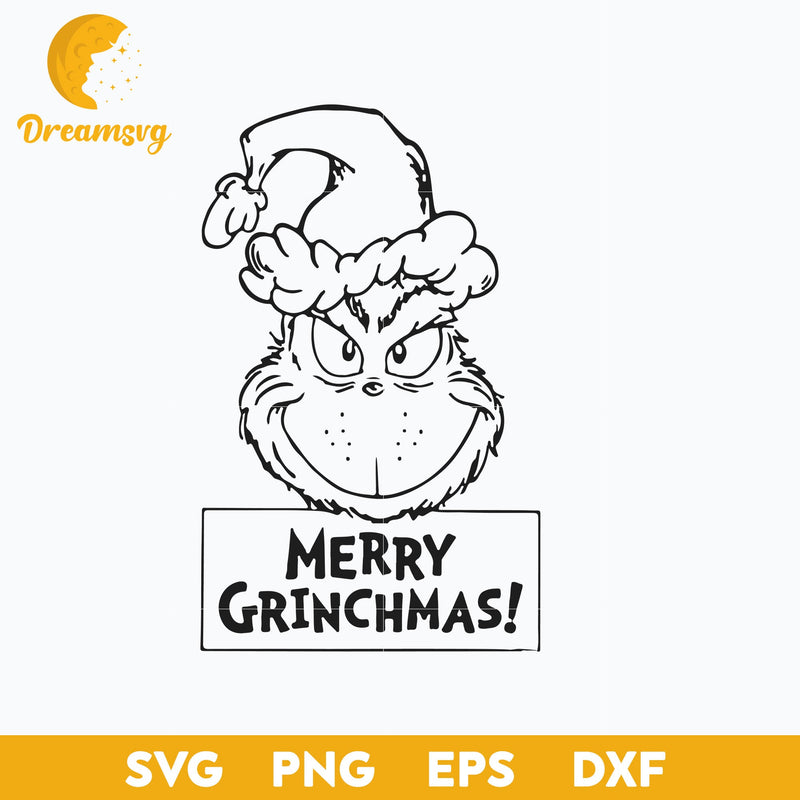 Grinch Merry Christmas Outline SVG, Christmas SVG, PNG DXF EPS Digital File.