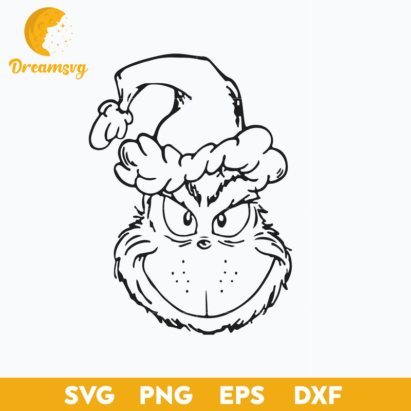 Grinch Santa Christmas Outline SVG, Christmas SVG, PNG DXF EPS Digital File.