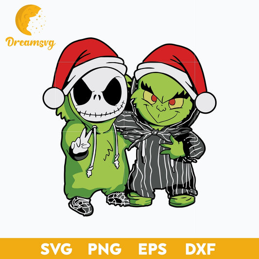 Baby Skellington And Grinch Christmas SVG, Christmas SVG, PNG DXF EPS Digital File.
