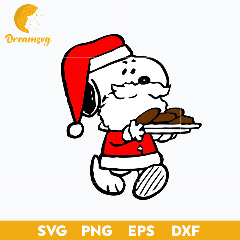 Snoopy Santa Claus Eat Cookies SVG, Snoopy Christmas SVG, Christmas SVG, PNG DXF EPS Digital File.