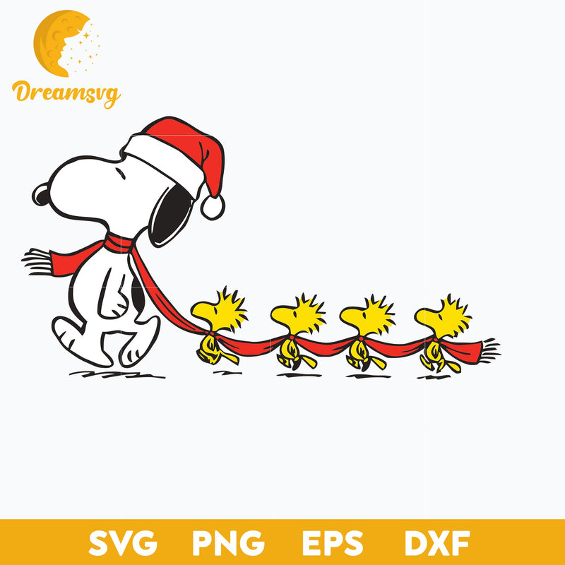 Snoopy Woodstock SVG, Santa Snoopy SVG, Christmas SVG, PNG DXF EPS Digital File.