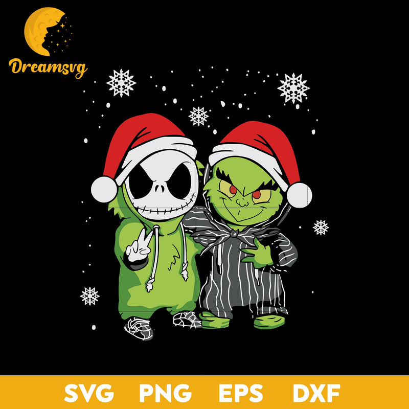 Baby Skellington And Grinch Christmas SVG, Grinch Christmas SVG, PNG DXF EPS Digital File.