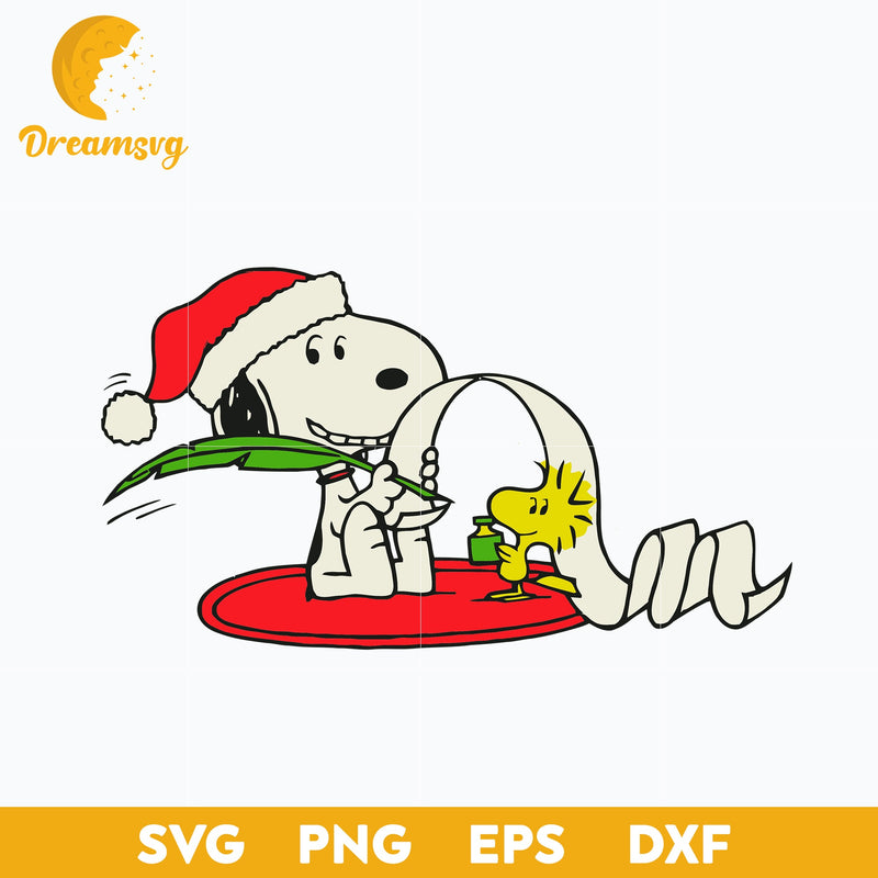 Snoopy Santa Hat SVG, Christmas Winter Snoopy SVG, Christmas SVG, PNG DXF EPS Digital File.