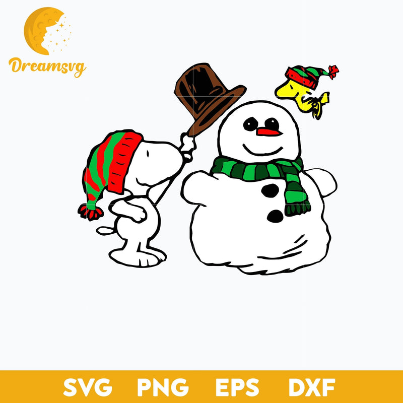 Snoopy Make A Snowman SVG, Snoopy Snowman Christmas SVG, Christmas SVG, PNG DXF EPS Digital File.