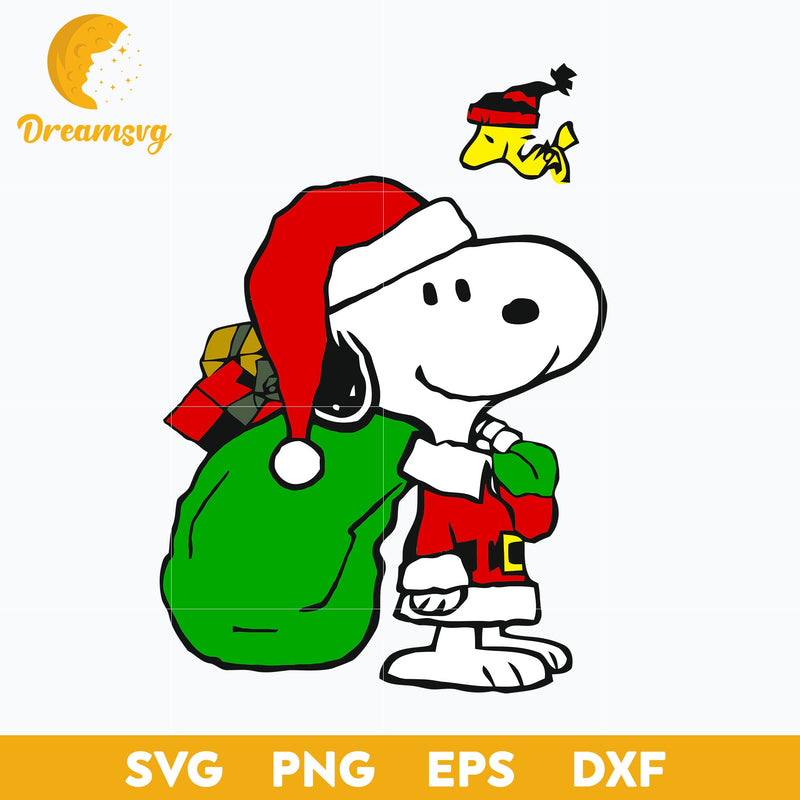 Happy Christmas Snoopy SVG, Santa Snoopy SVG, Christmas SVG, PNG DXF EPS Digital File.