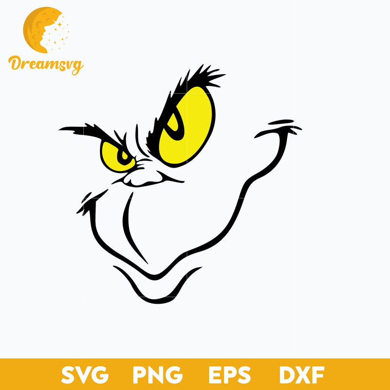 Grinch Face SVG, Christmas SVG, PNG DXF EPS Digital File.