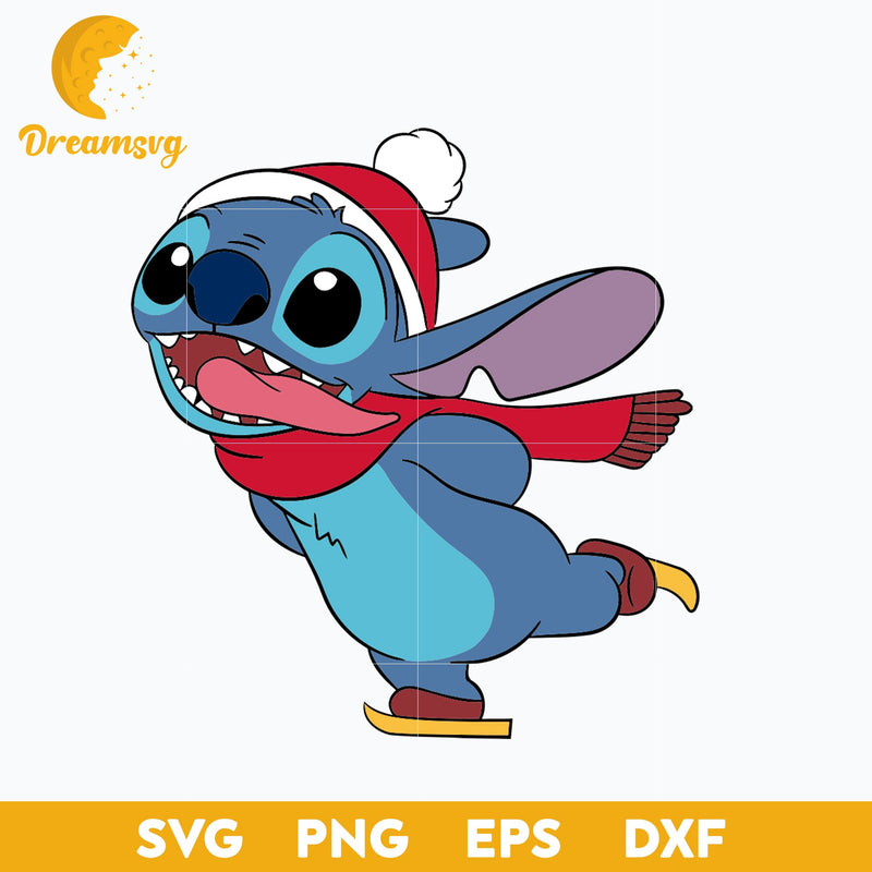 Stitch Skiing Christmas SVG, Christmas SVG, PNG, DXF, EPS Digital File.