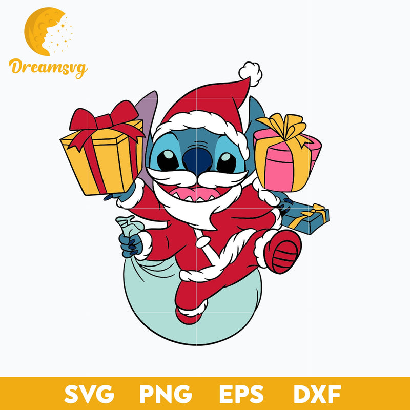 Stitch Santa Claus Christmas Gift SVG, Christmas SVG PNG DXF EPS Digital File.