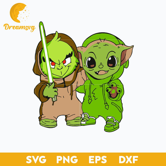 Baby Grinch And Baby Yoda Cosplay SVG, Christmas SVG PNG DXF EPS File.