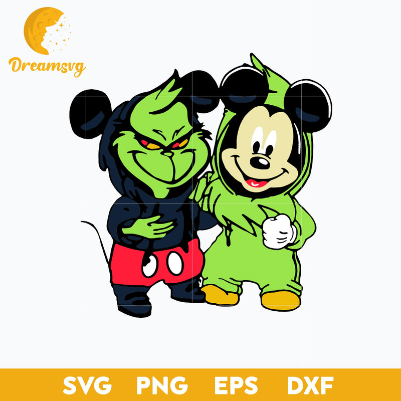 Baby Mickey And Baby Grinch Cosplay SVG, Christmas SVG File.