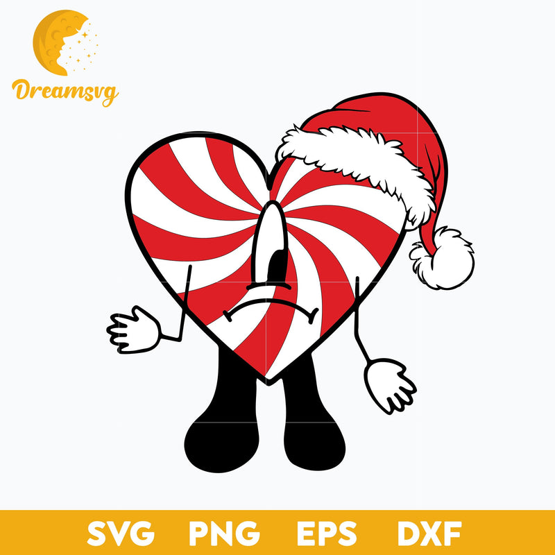 Candy Cane Heart Sin Ti SVG, Bunny Christmas SVG, Christmas SVG, PNG DXF EPS Digital File.