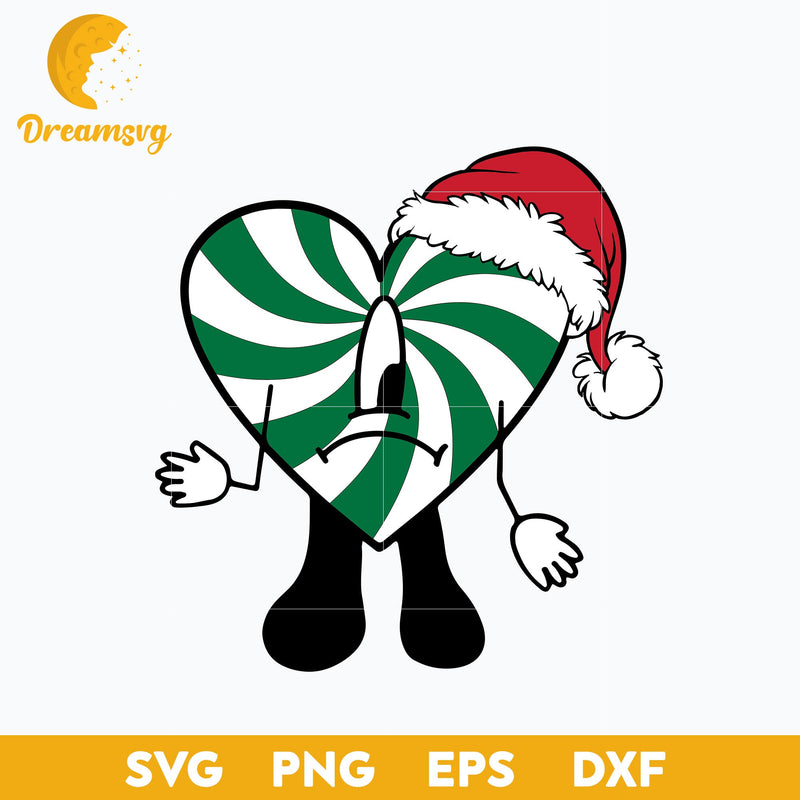 Bad Bunny Candy Heart Christmas SVG, Bad Bunny Heart Christmas SVG, Bunny Christmas SVG, Christmas SVG, PNG DXF EPS Digital File.