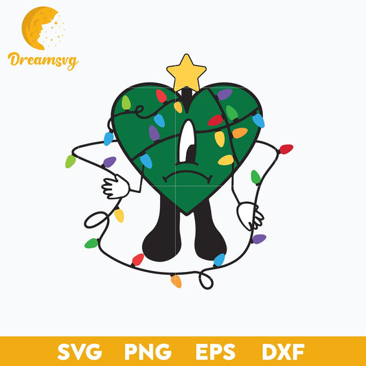 Heart Bad Bunny Lights Christmas SVG, Una Navidad Sin Ti SVG