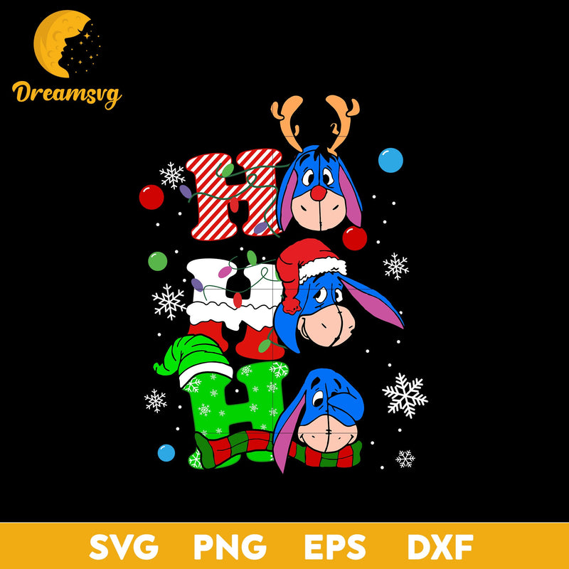 Ho Ho Ho Christmas Eeyore SVG, Eeyore SVG, Christmas SVG, PNG DXF EPS Digital File.