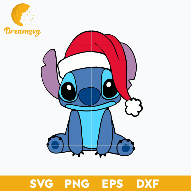 Stitch Santa Claus Hat Christmas SVG, Christmas SVG, PNG, DXF, EPS Digital File.