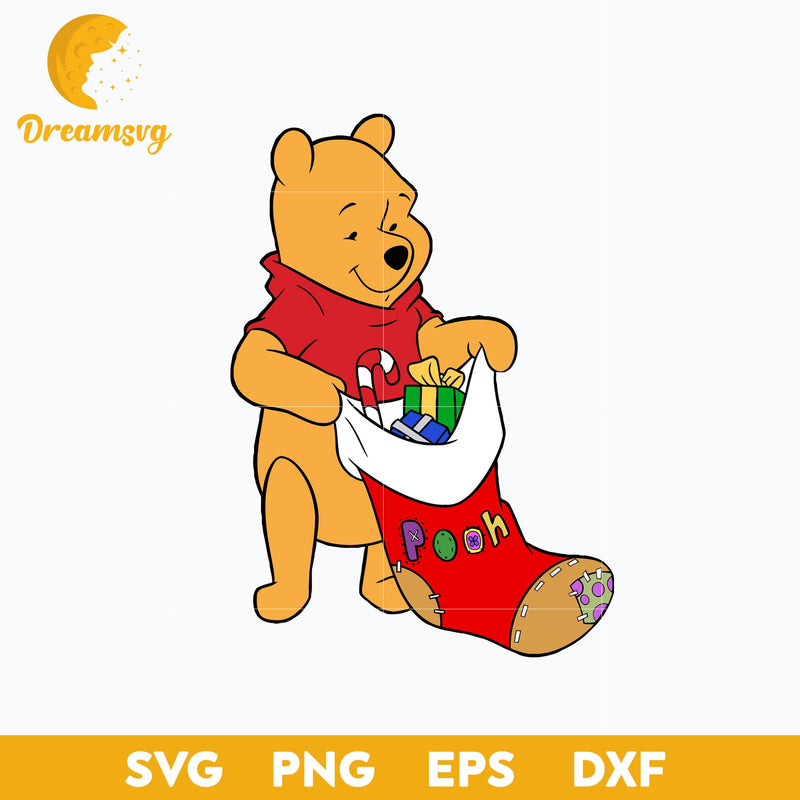 Bear Pooh Christmas SVG, Pooh Christmas SVG PNG DXF EPS Digital File.