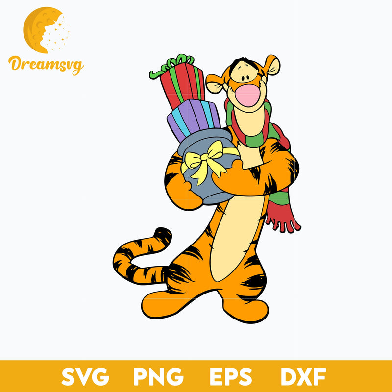 Tigger Christmas SVG, Disney Christmas SVG PNG DXF EPS Digital File.