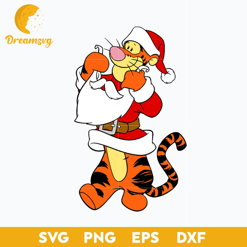 Tigger Santa Claus Christmas SVG, Pooh Christmas SVG PNG DXF EPS Digital File.