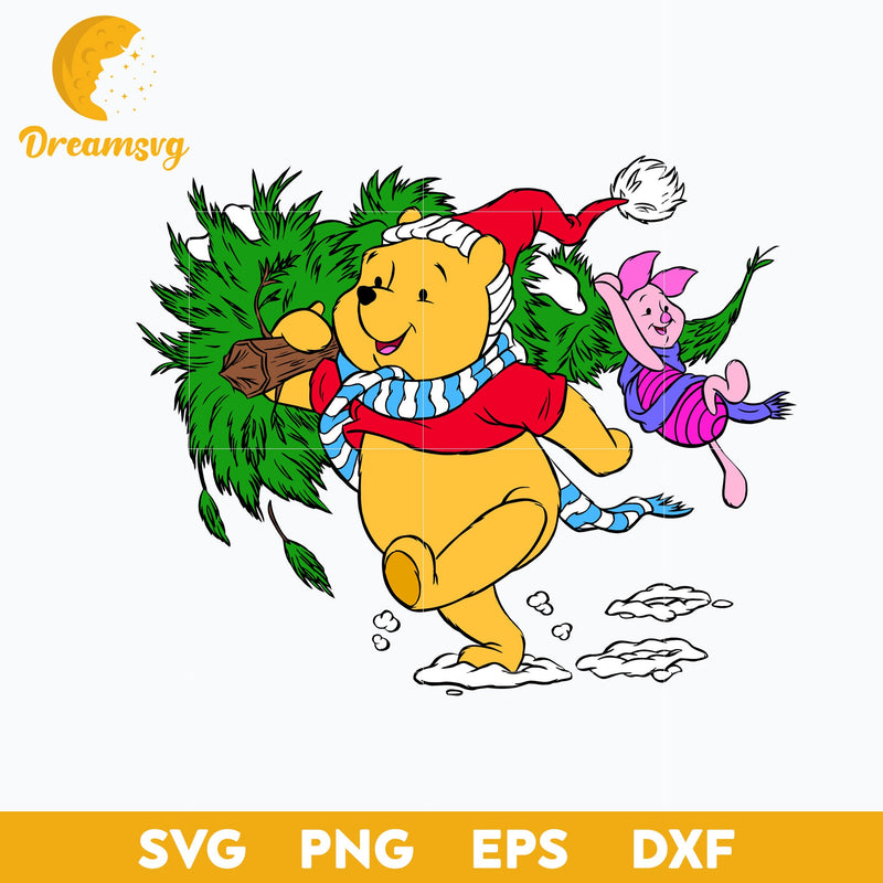 Pooh and Piglet Christmas Tree SVG, Disney Christmas SVG PNG DXF EPS Digital File.