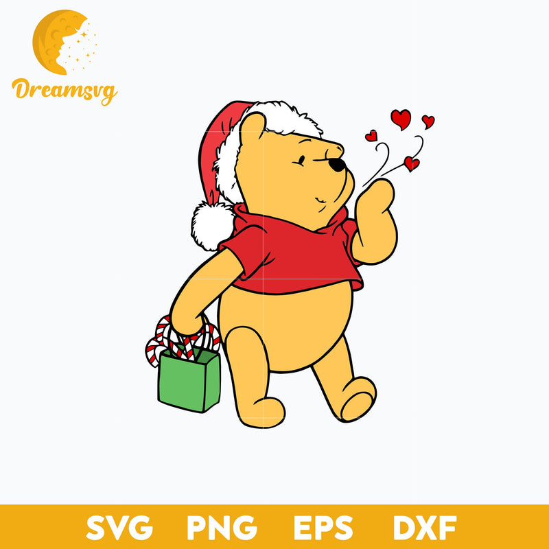 Winnie The Pooh Christmas SVG, Disney Christmas SVG PNG DXF EPS Digital File.