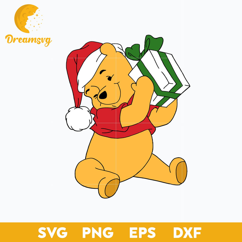 Pooh Bear Christmas SVG, Disney Christmas SVG PNG DXF EPS Digital File.