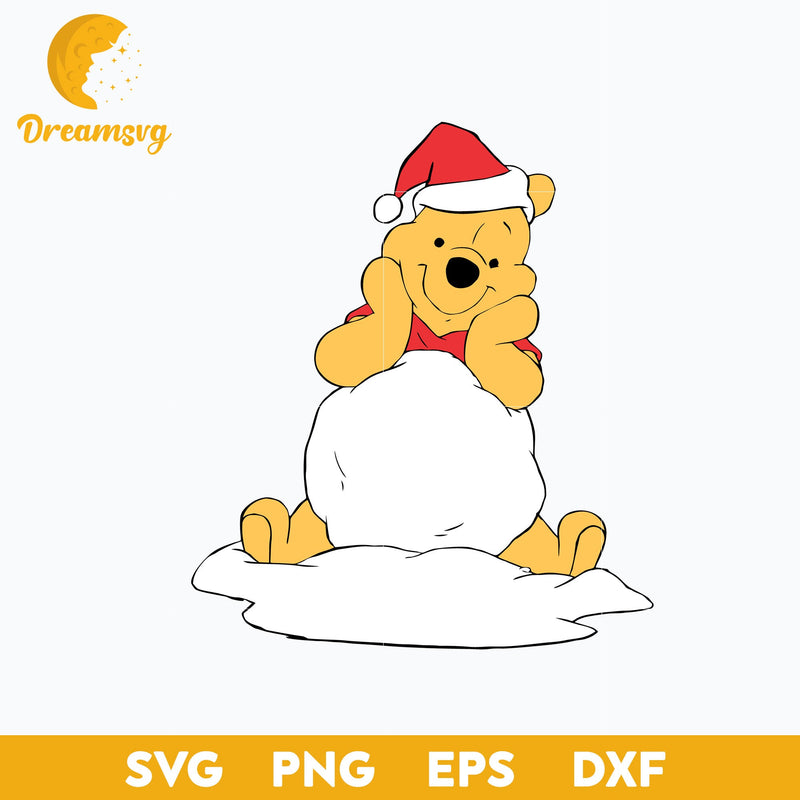 Pooh Snow Christmas SVG, Disney Christmas SVG PNG DXF EPS Digital File.