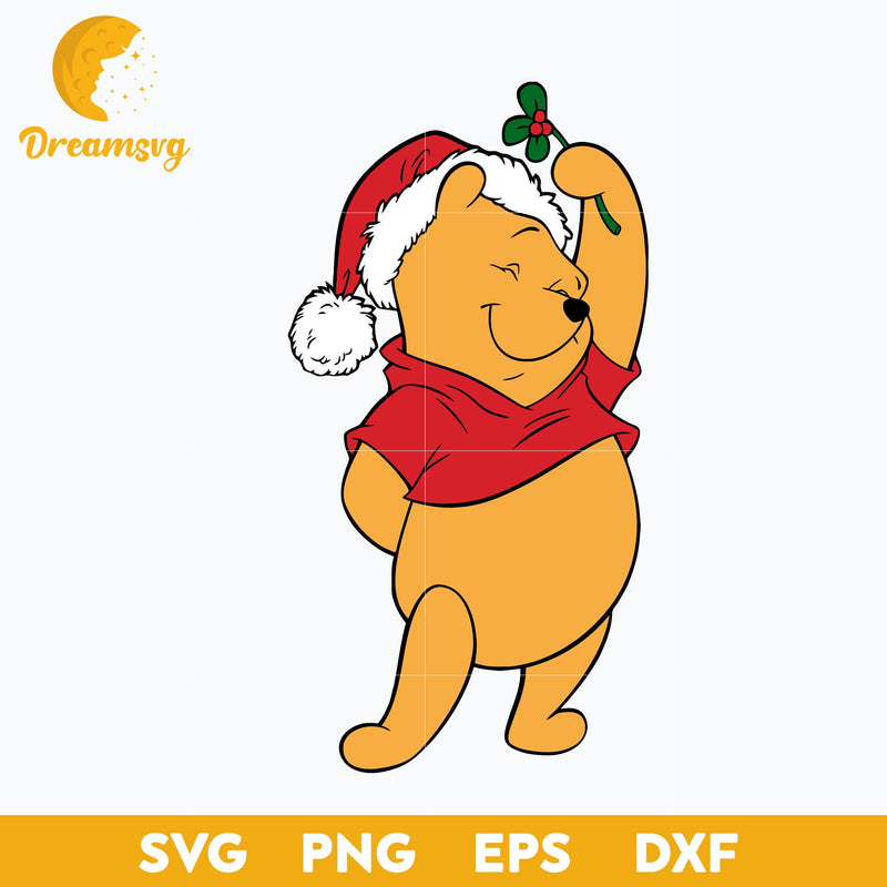 Pooh Bear Christmas SVG, Disney Christmas SVG PNG DXF EPS Digital File.