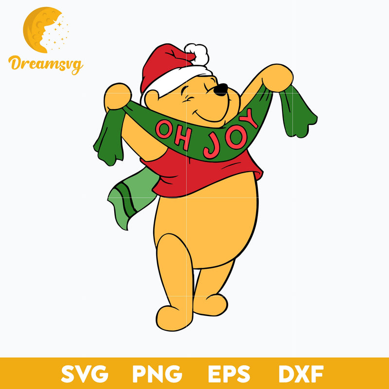 Pooh Bear Santa Christmas SVG, Pooh Christmas SVG PNG DXF EPS Digital File.