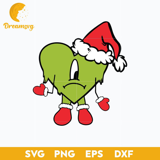 Heart Bunny Green Claus Hat Christmas SVG, Christmas SVG.