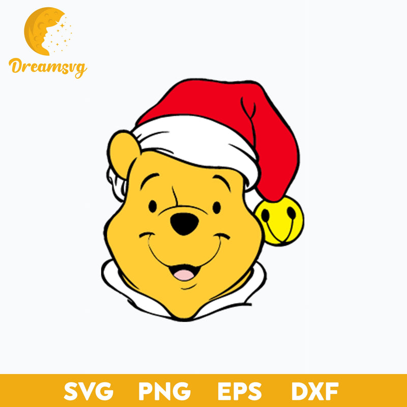 Pooh Santa Claus Hat Christmas SVG, Christmas SVG PNG DXF EPS Digital File.